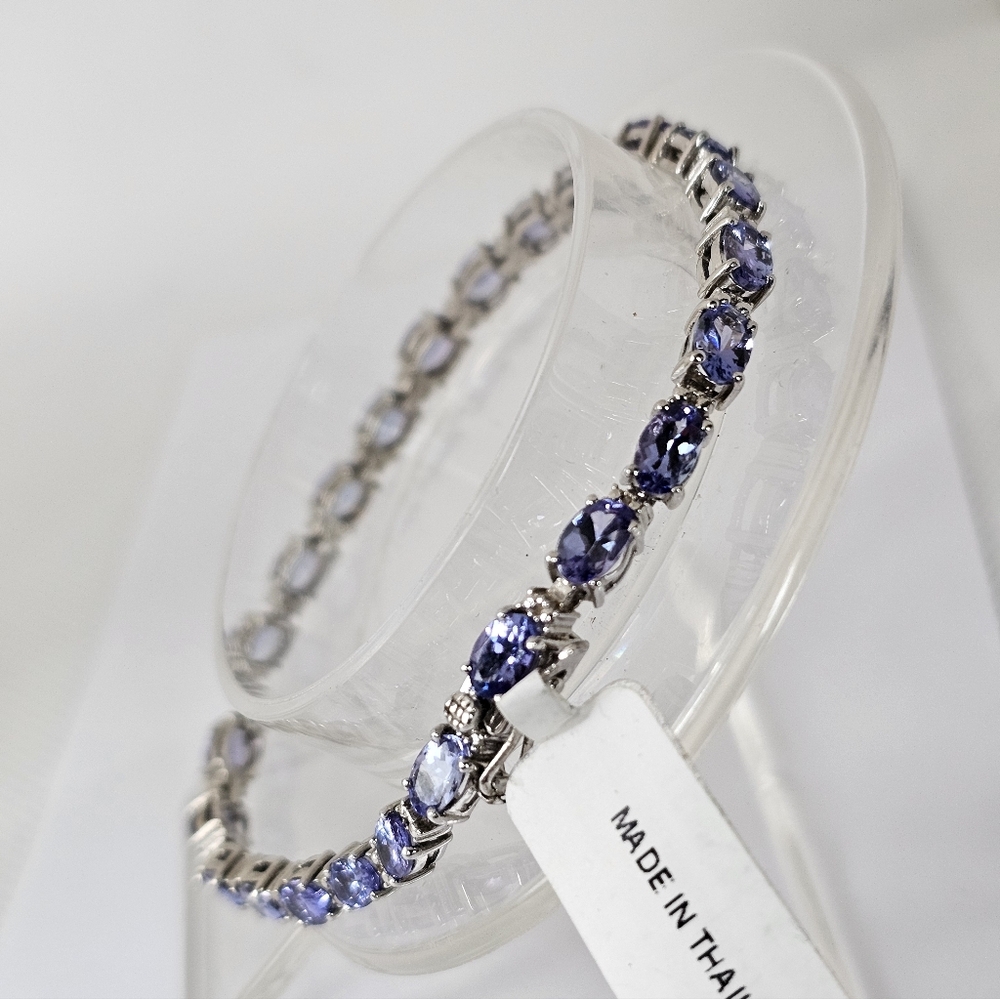 Genuine AAA Tanzanite & Moissanite Tennis Bracelet New!